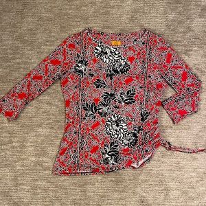 Ladies size M Ruby Road 3/4 Sleeve Top in Red and Black. Soft stretchy material